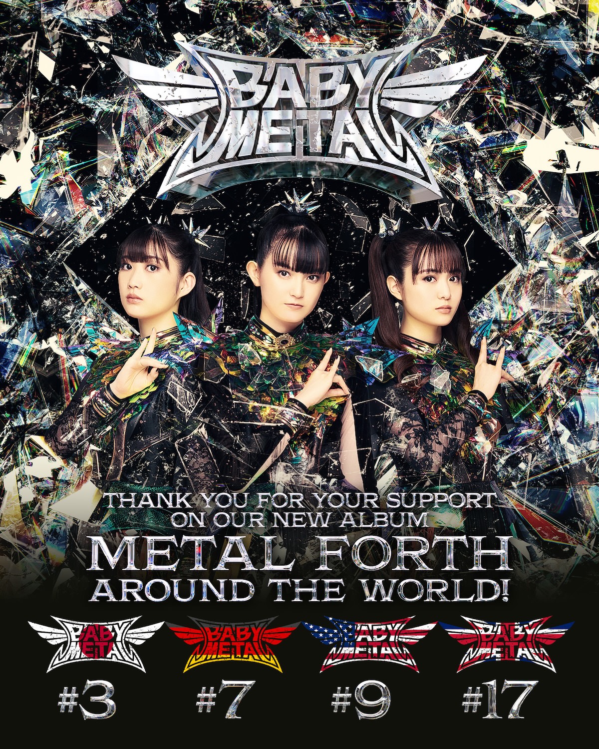 BABYMETAL、4thアルバムが全米アルバムチャート初登場9位を記録